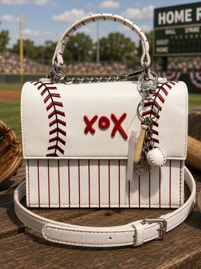 Betsey Johnson x Baseball Crossbody Purse Bag with Baseball Charms NWT